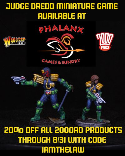Judge Dredd Miniature Game as seen painted in the Monster Den. 20% of all 2000AD products using code IAMTHELAW at Phalanx Gam...