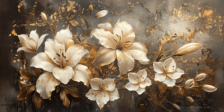 Vintage Gold Lilies Frame TV Art - No Frame, Digital Download product image (1)