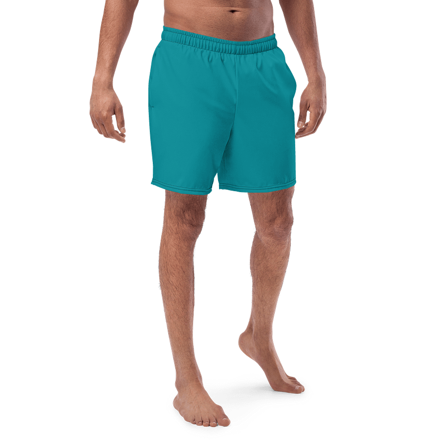Pacific Ocean Blue Solid Color Men's Swim Trunks product image (3)