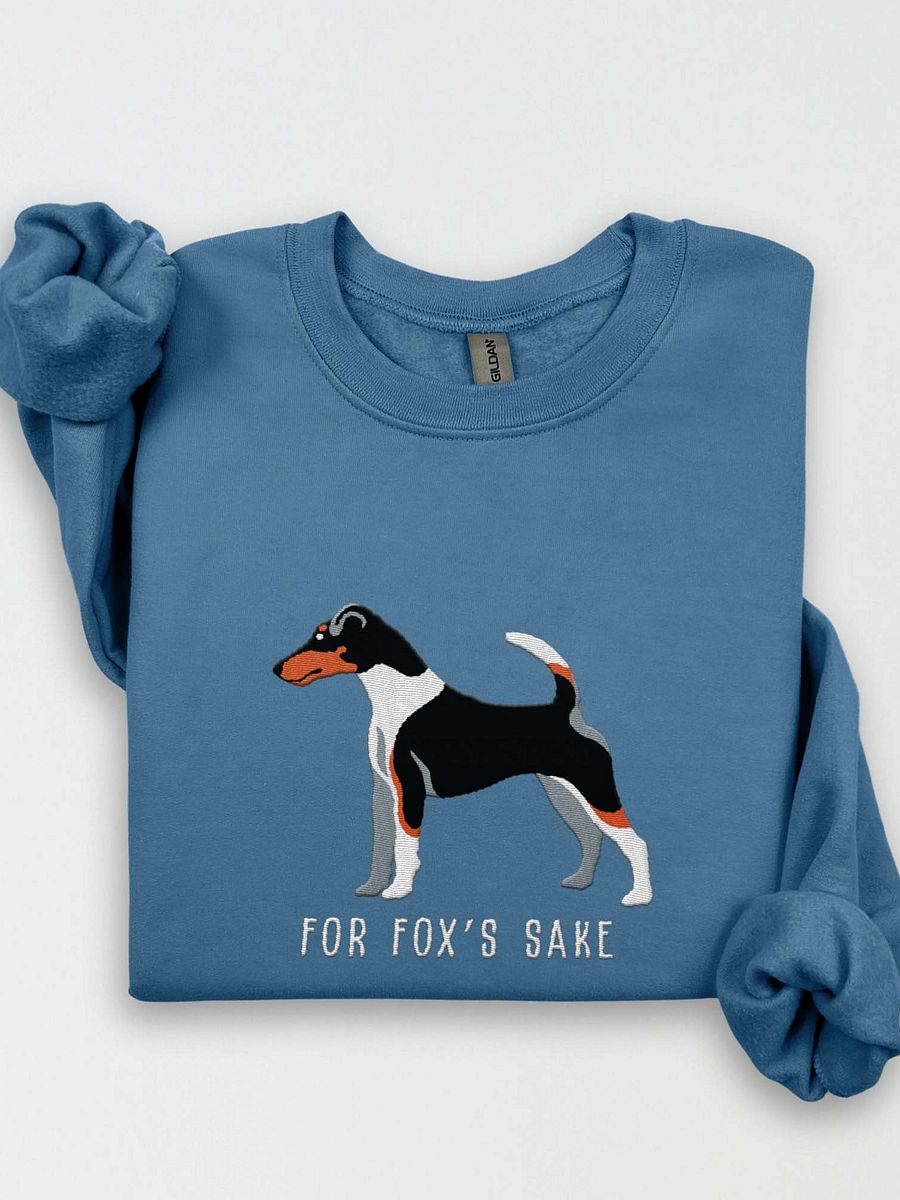 For Fox's Sake Sweatshirt (Embroidered) of a Smooth Fox Terrier(Tricolor2) product image (1)