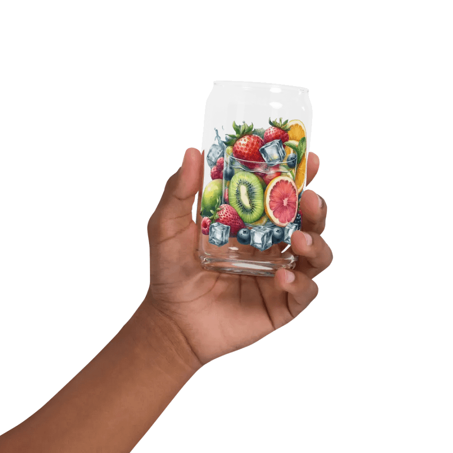 Fruit juice with fruit slice mixed water affect, design_06-Can-Shaped Glass product image (2)