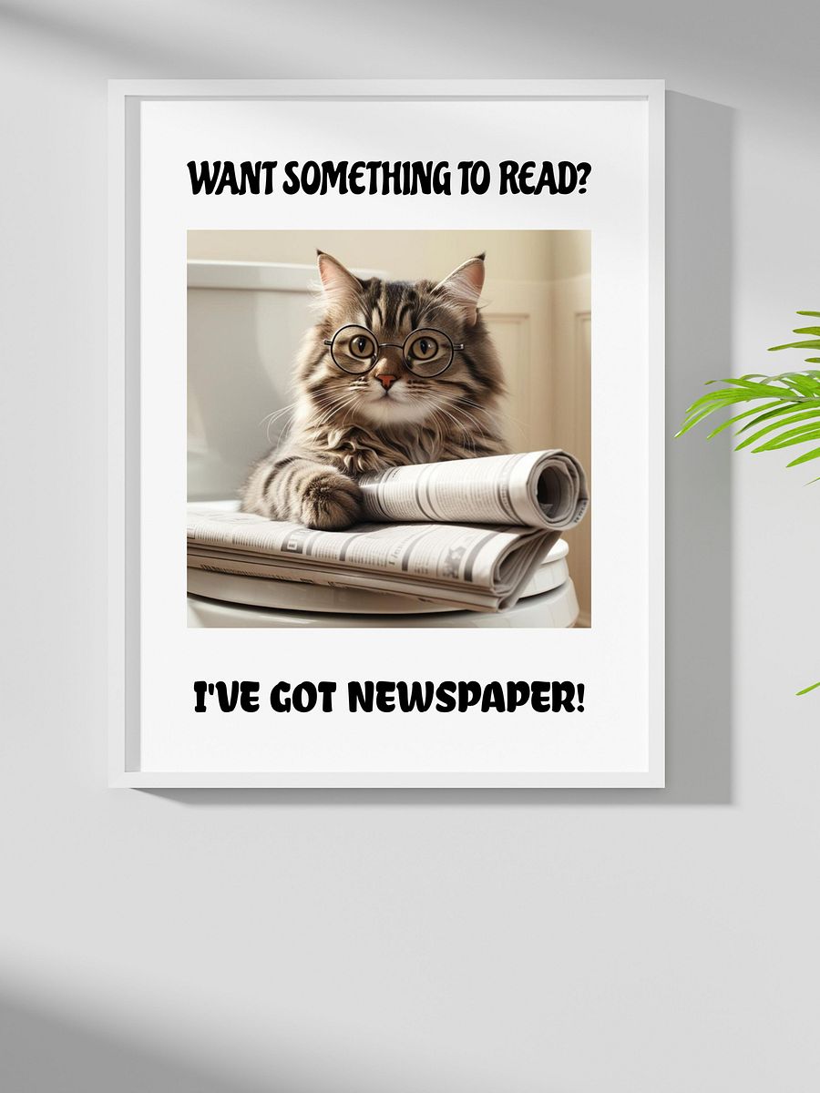 Cat With Newspapers Bathroom Downloadable Wall Art product image (4)