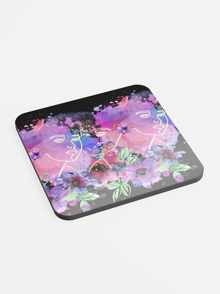 Whimsical Faces Watercolor Coaster Set for the feminine lady product image (2)