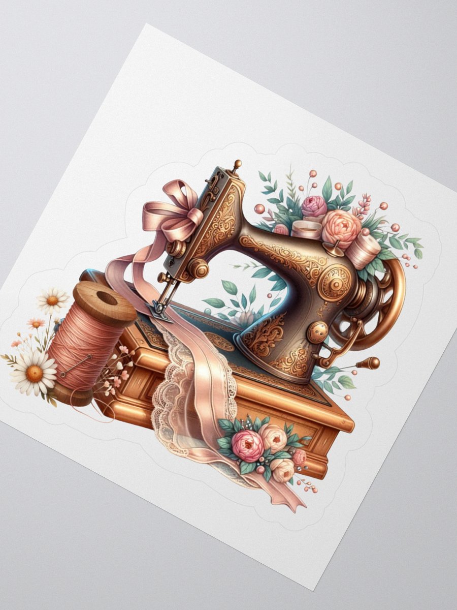Vintage Sewing Machine Floral Kiss Cut Stickers product image (2)