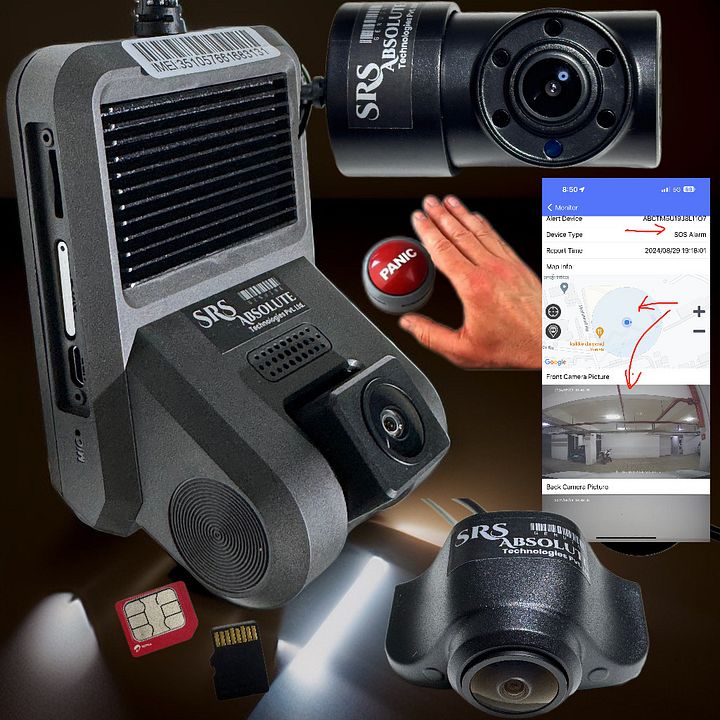 SRS 3CH 4G IR Intercom DashCam Full Set with WiFi Hotspot, 24×7 GPS Live tracking, Remote Park/Video Monitoring Car DVR with Panic/SOS button(3 Channel S3CH4GIRC with Expandable microSD) product image (1)