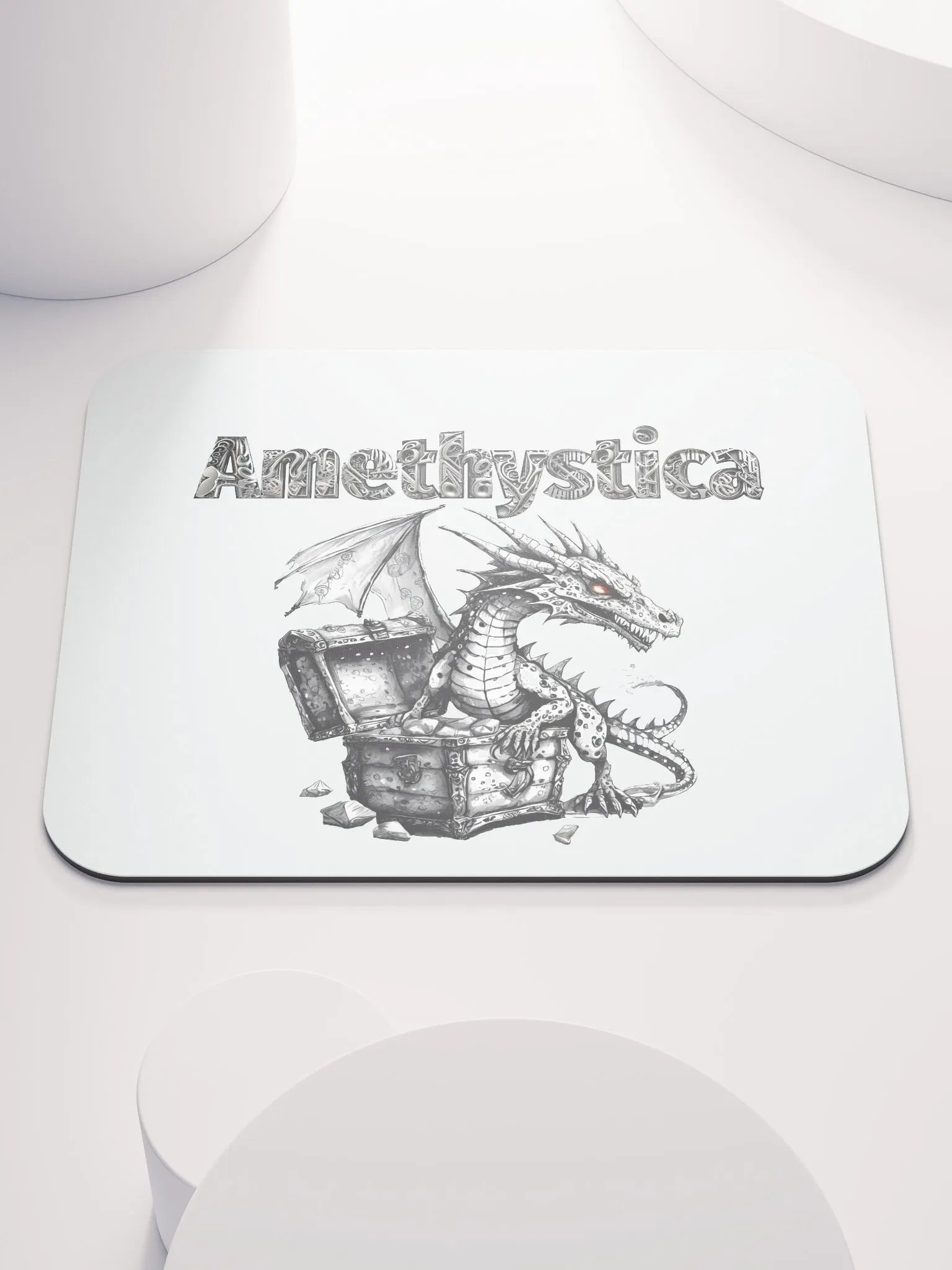 Classic Mouse Pad: Rock On Dragon with Treasure chest product image (1)