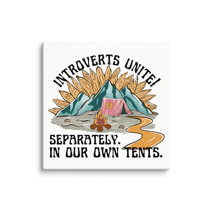 Hand-drawn funny camping introvert retro style canvas wall art product image (2)