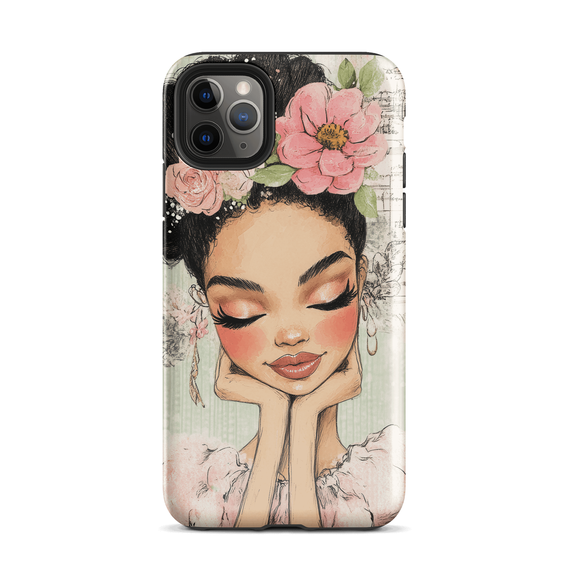 Pretty Black Girl iPhone® Tough Case – Floral Crown Art | Dual-Layer Protection product image (2)