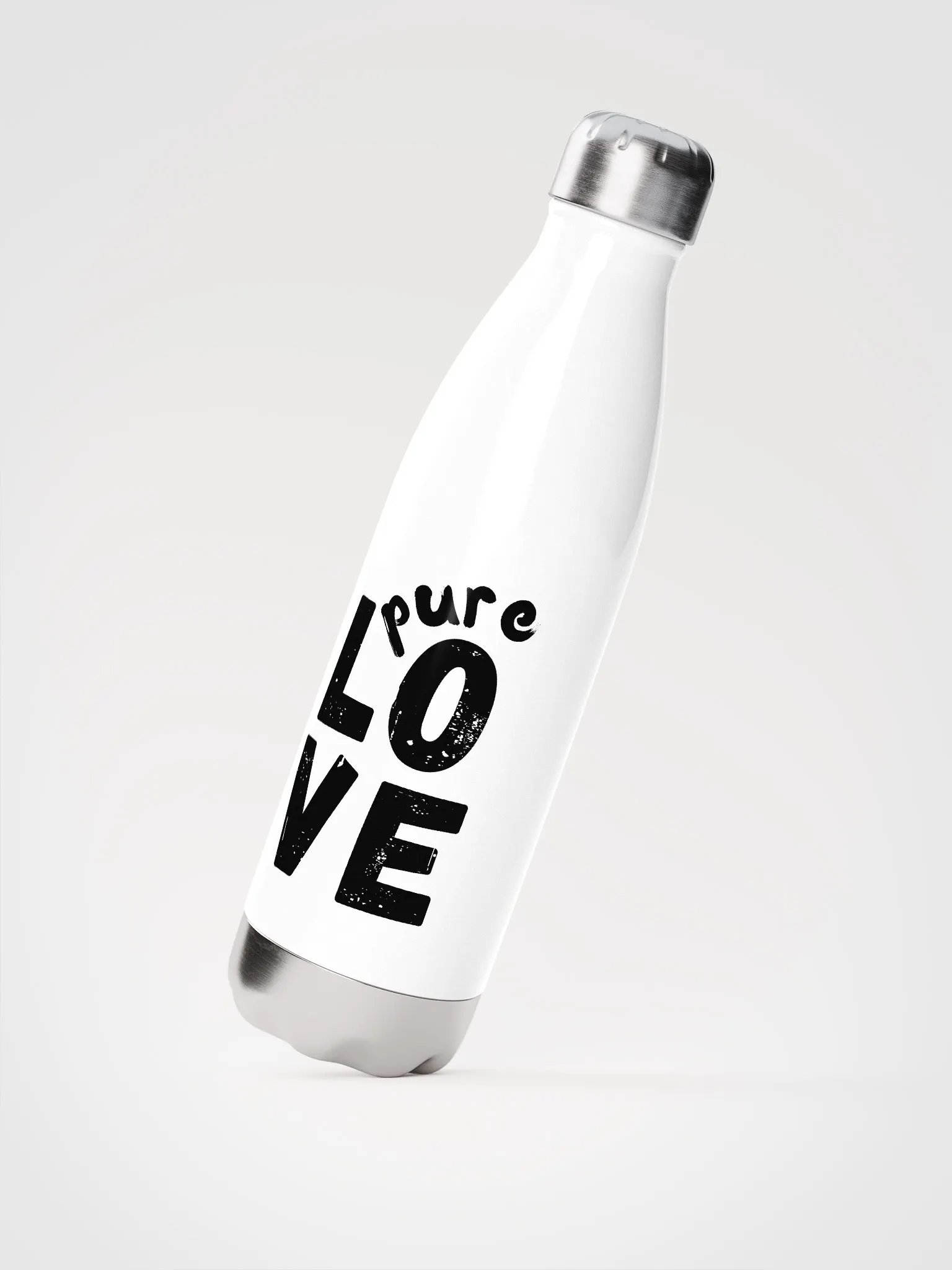Pure Love black on white Stainless Steel Water Bottle product image (2)