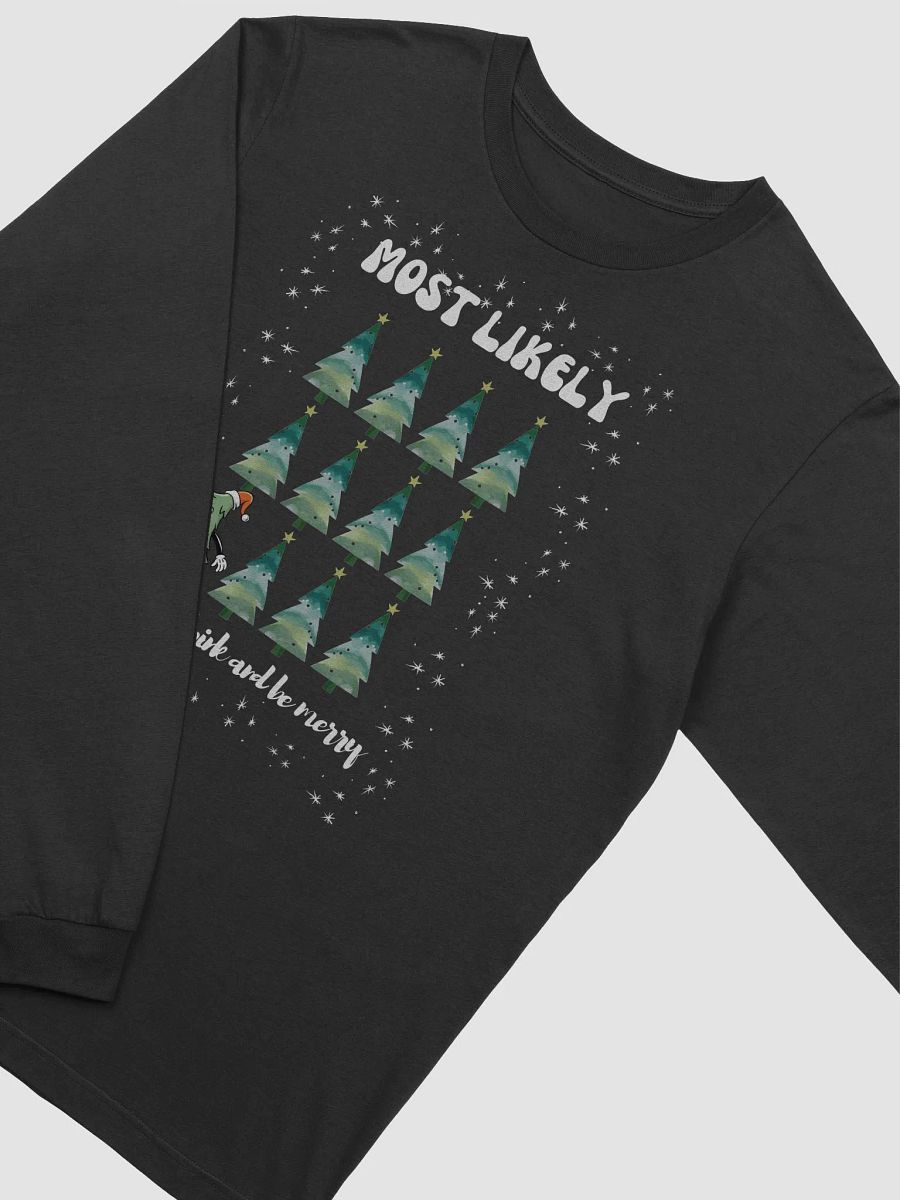 Festive Most Likely to Eat, Drink and Be Merry Christmas Tree Grid Long Sleeve Tee product image (3)