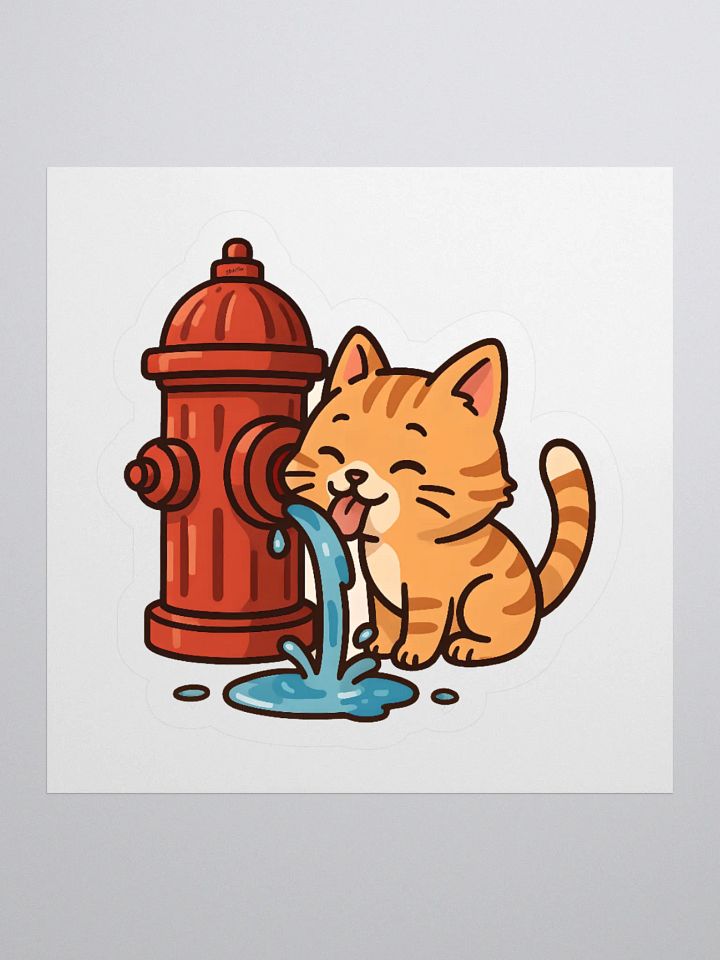 cat that likes water sticker product image (3)