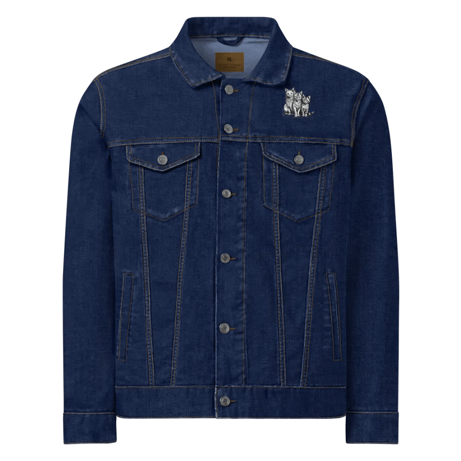 Whiskered Trio Embroidered Denim Jacket product image (1)