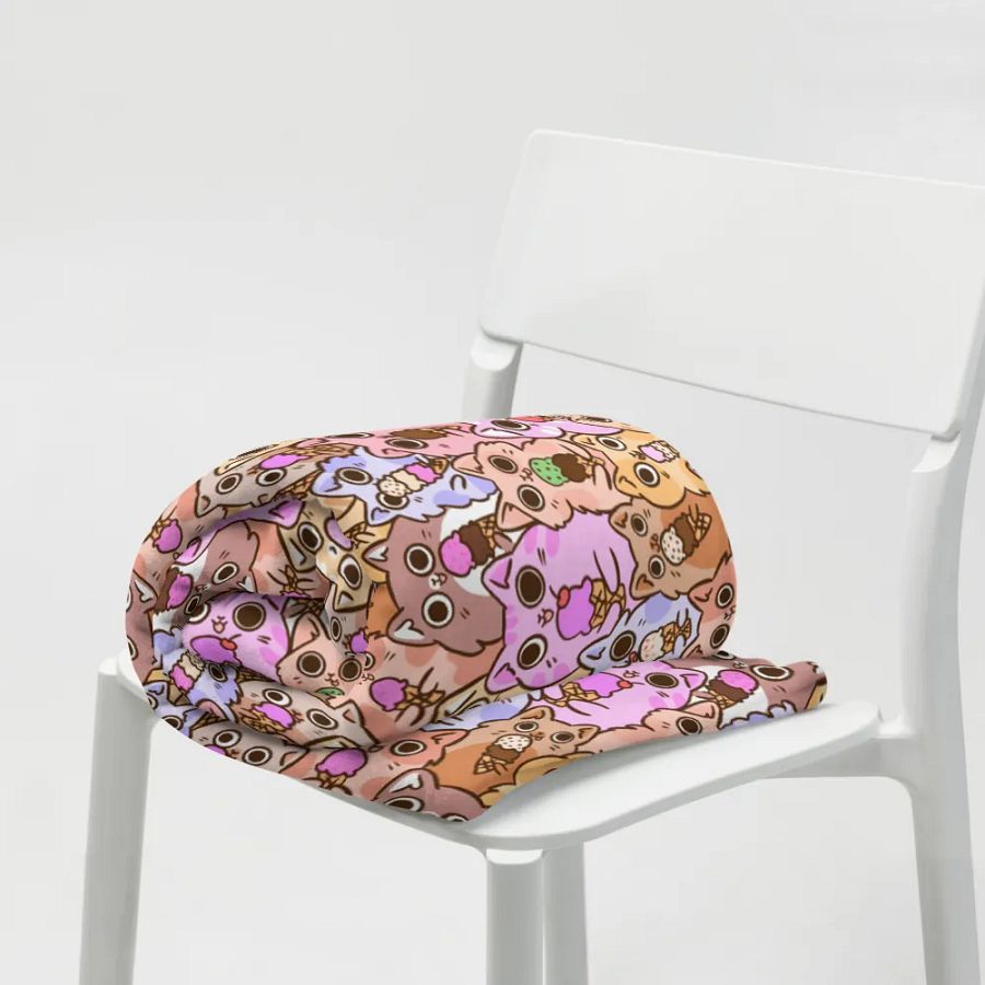 Whimsical Ice Cream Cat Party Throw Blanket product image (7)