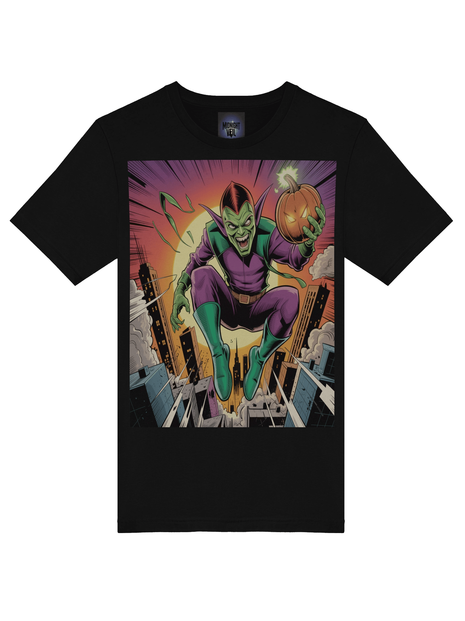 Green Goblin Twilight Terror Supersoft T-Shirt – Pumpkin Siege Sunset product image (7)