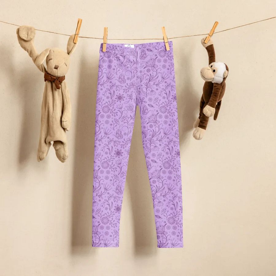 Light Purple Lilac Floral Kid's and Toddler's Leggings product image (5)