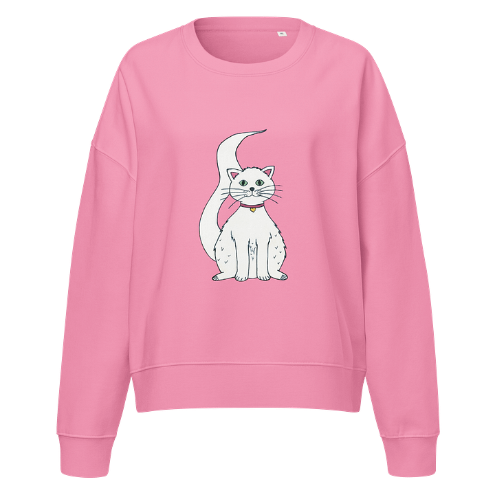 White Cat (art by Dina R.) acrylic painting - Women's Organic Crew Neck Sweatshirt product image (1)