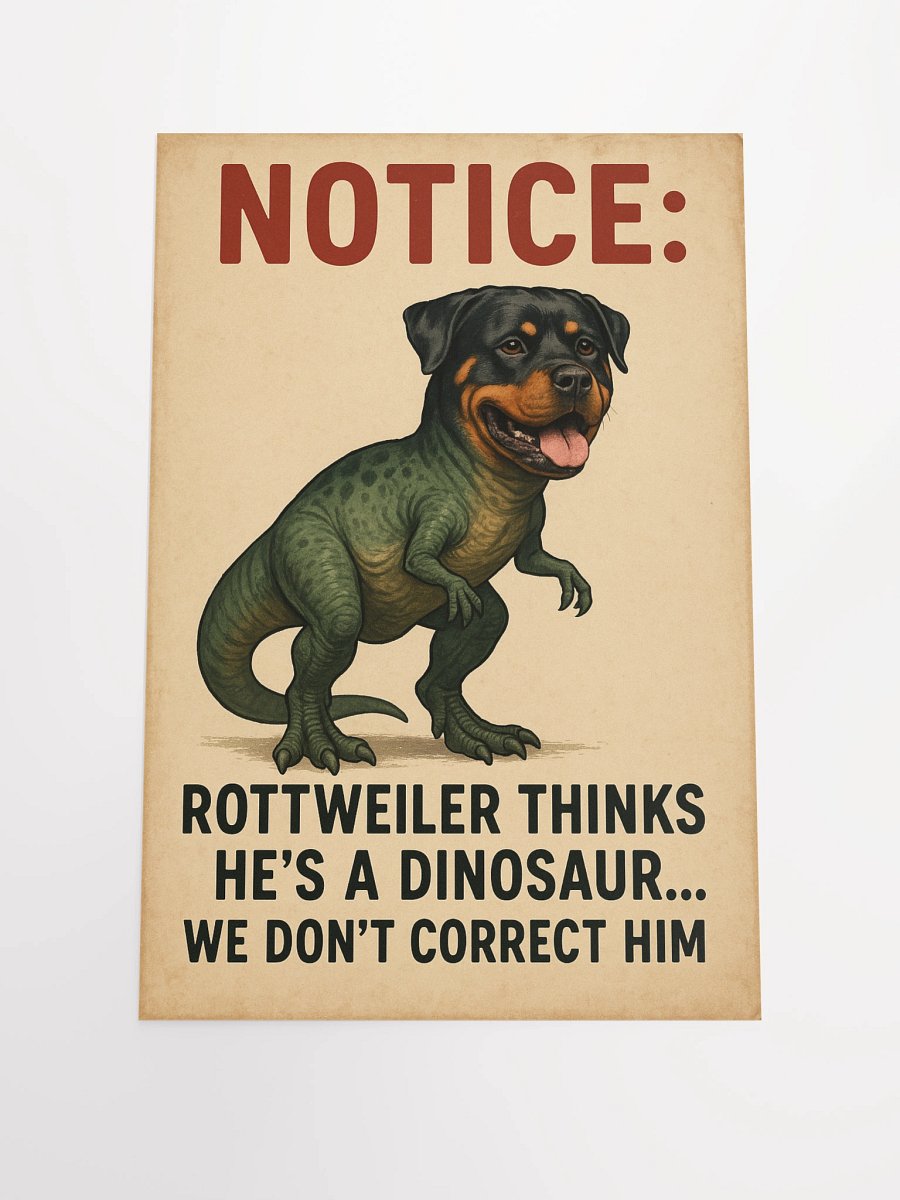 Rottweiler Thinks He's a Dinosaur Poster product image (3)