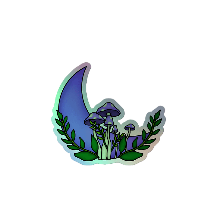 Moon & Mushrooms Holographic Sticker product image (2)