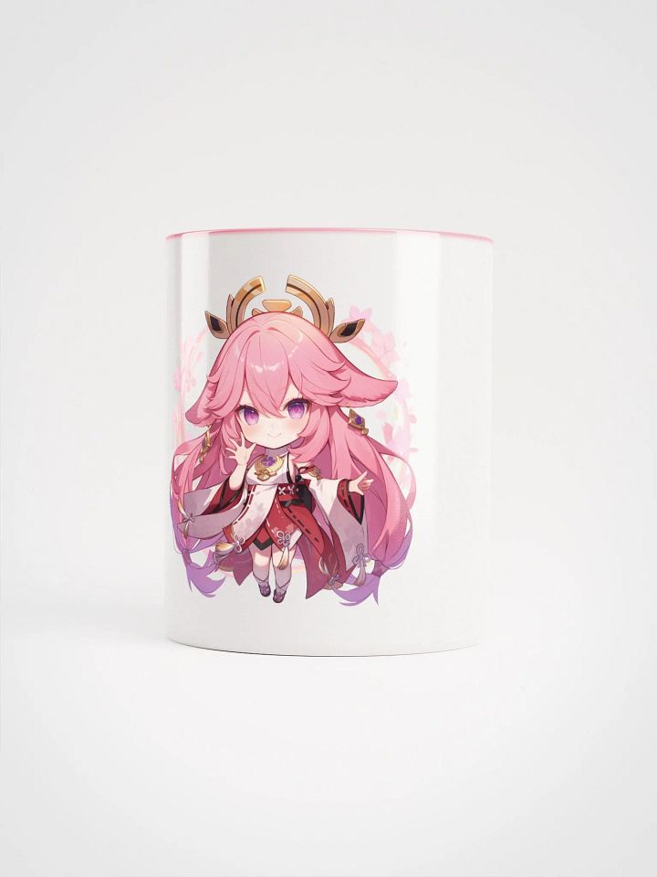 Yae Miko Genshin Impact Ceramic Mug – Pink Handle & Interior product image (1)