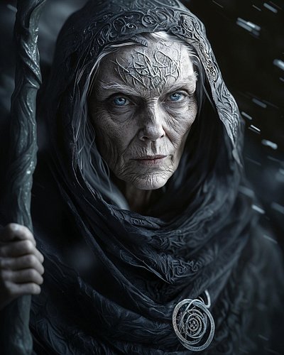 She remembers the first dawn’s hush.

In the shadowed quiet, she sits—eyes bright as winter skies, lines etched with stories ...