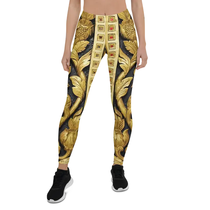 Golden Botanical Elegance Leggings product image (1)