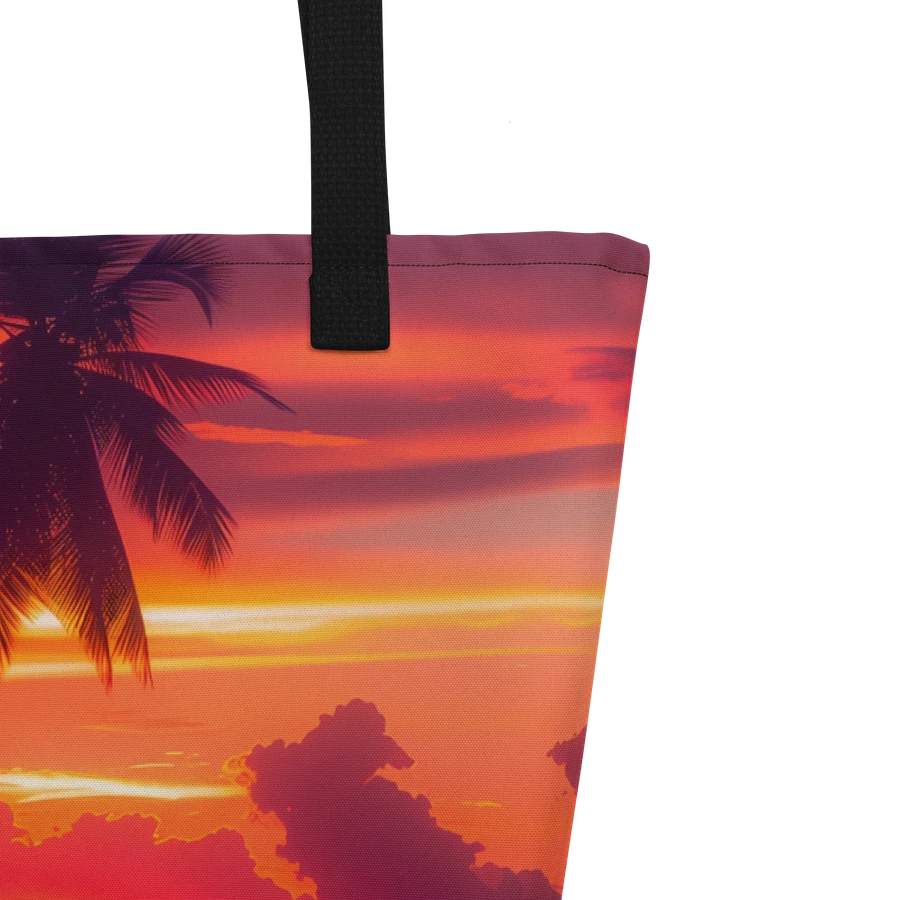 Tote Bag: Romantic Beach Sunset View Palm Trees Ocean Waves Romantic Couple Design product image (5)