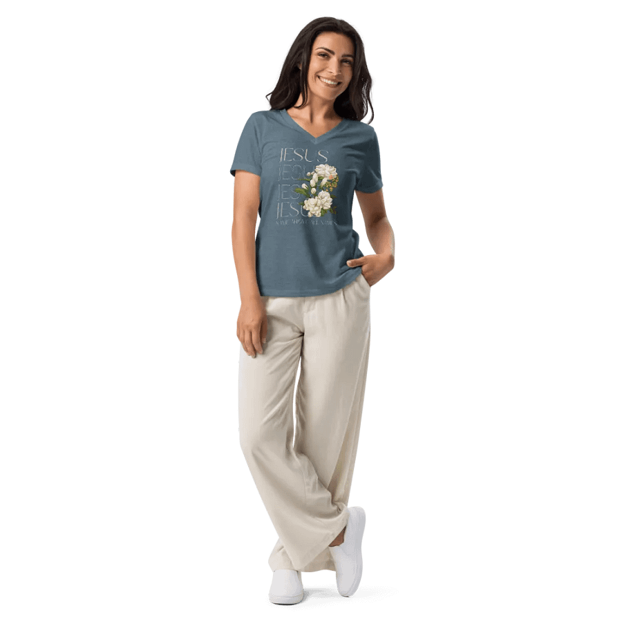 Jesus, Name Above All Names V-Neck T-Shirt product image (4)