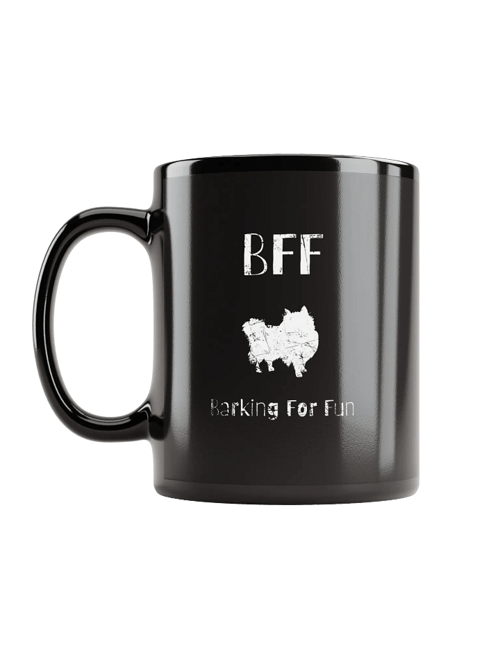 Pomeranian BFF Barking for fun, funny pun, cute joke, noisy dog, ambidextrous left-handed right-handed tea coffee mug product image (2)