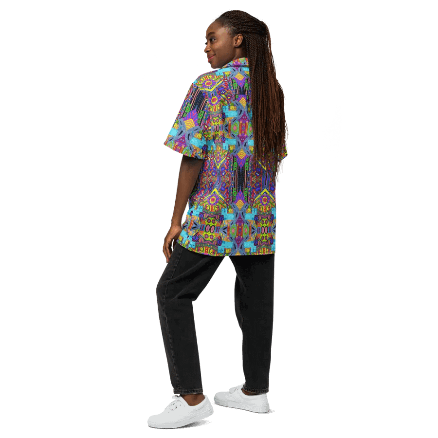 Abstract Colourful Doodle Art Robots Unisex Hawaiian Shirt product image (12)