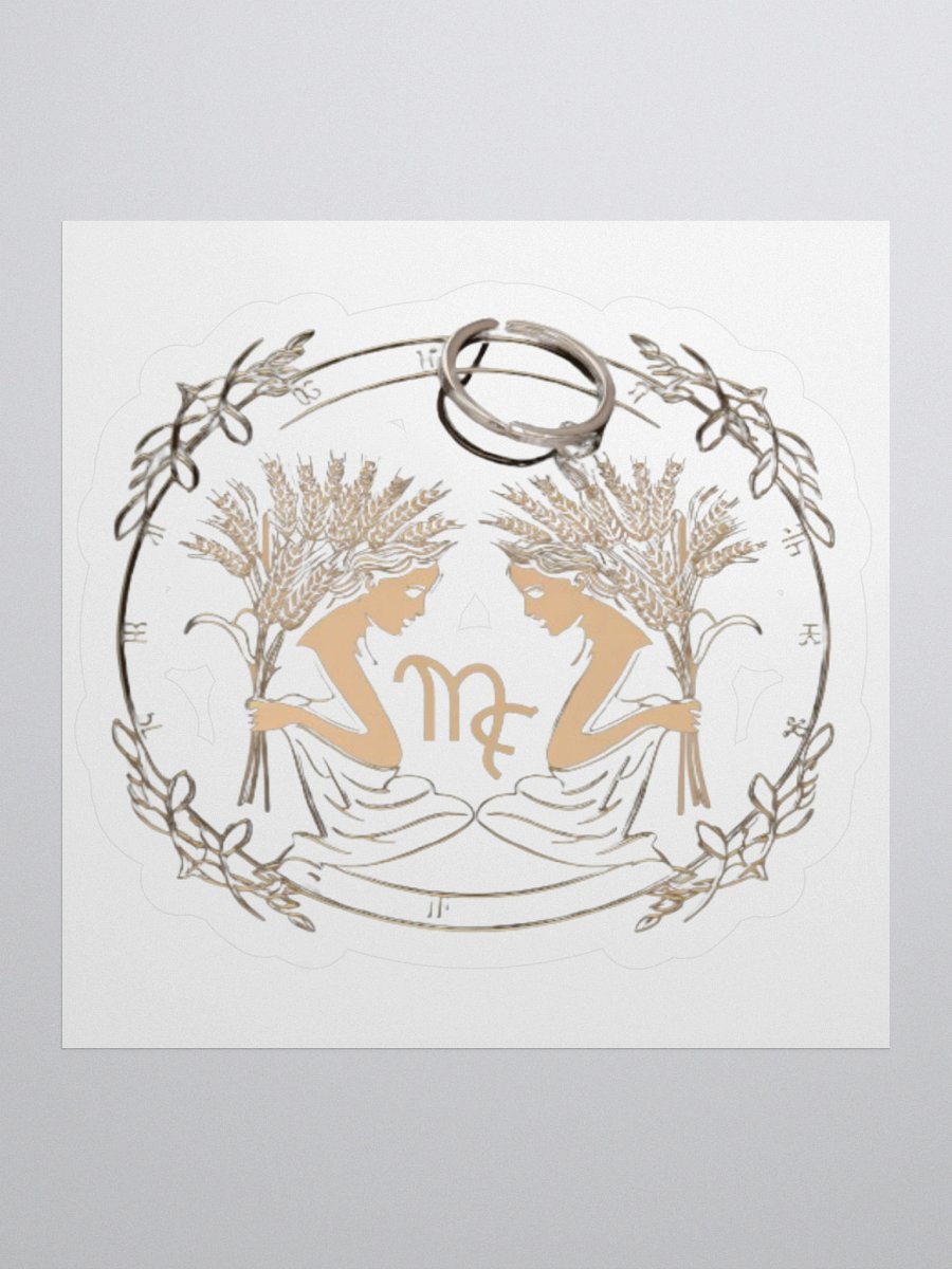 Virgo Zodiac Sticker - Maiden with Wheat & Floral - Durable Vinyl product image (3)