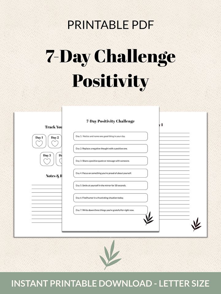 7-Day Positivity Challenge Printable product image (2)