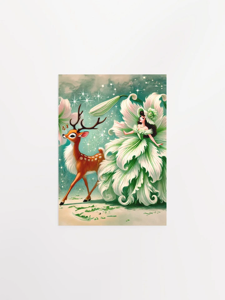 Green Flower Fairy with Deer Premium Matte Poster product image (4)