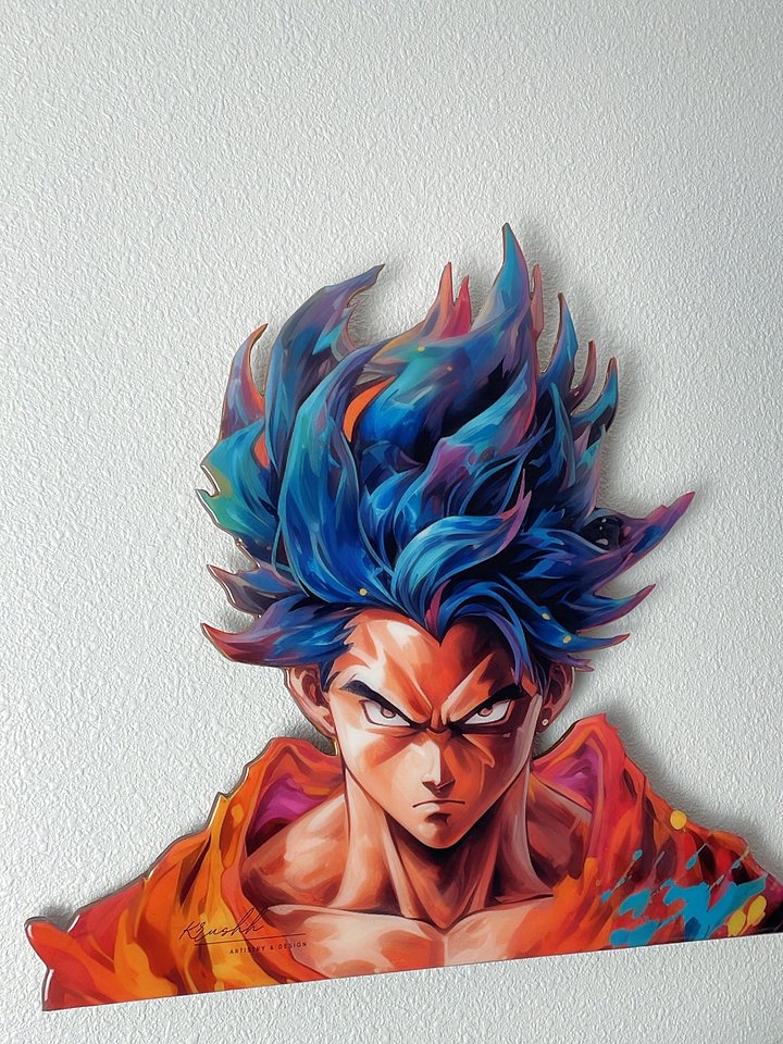 Goku Wall Art | 2x2ft Anime Resin Wall Decor | Handcrafted Wood & Resin Goku Illustration | Dragon Ball Fan Art for Home or Office product image (1)