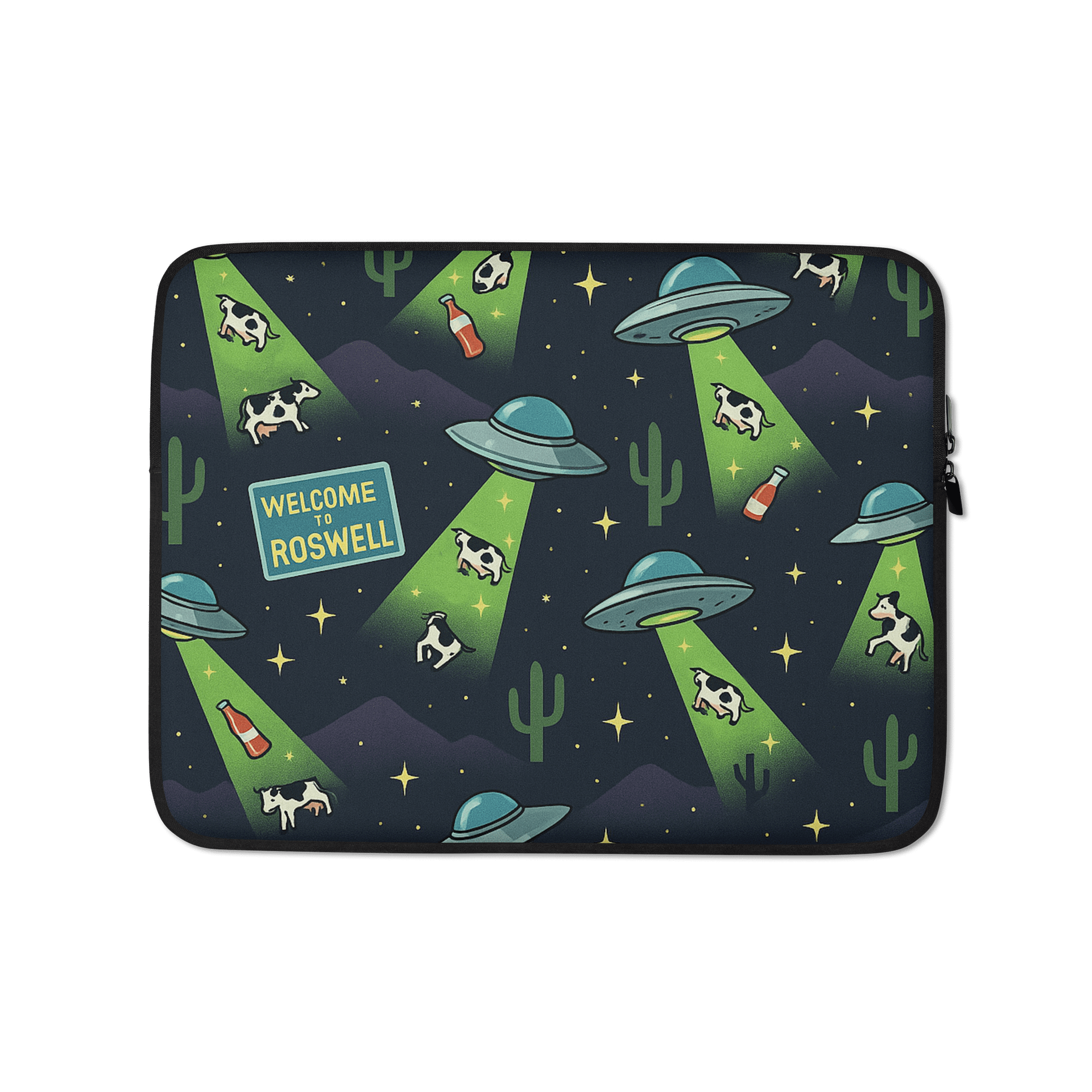 Flying Saucer Cow and Hot Salsa Roswell Aliens Abduction Laptop Sleeve product image (1)