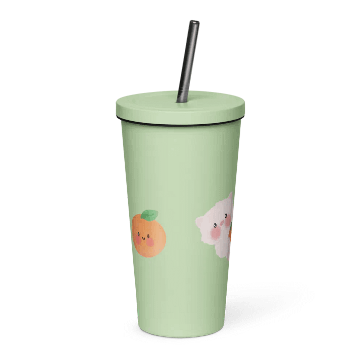 Cats & Orange Insulated Stainless Steel Tumbler with Straw product image (2)