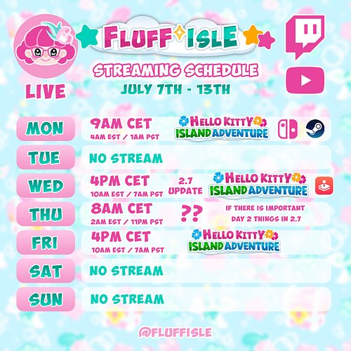 I am back! Here’s my streaming schedule for this weeks! Also remember, I am trying to reach 10k subscribers on YouTube before...