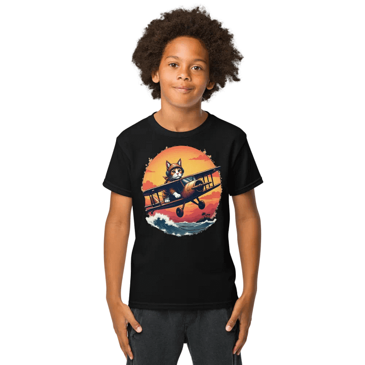 Whimsical Aviator Cat Youth Tee product image (10)