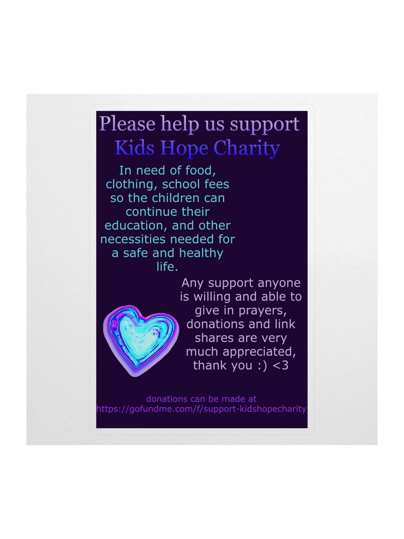 Kids Hope Charity - Support Sticker product image (1)