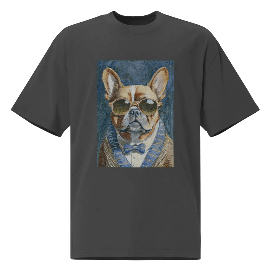 French Bulldog Sunglasses Painting - dogPXL Artistic series Oversized Faded T-Shirt product image (2)