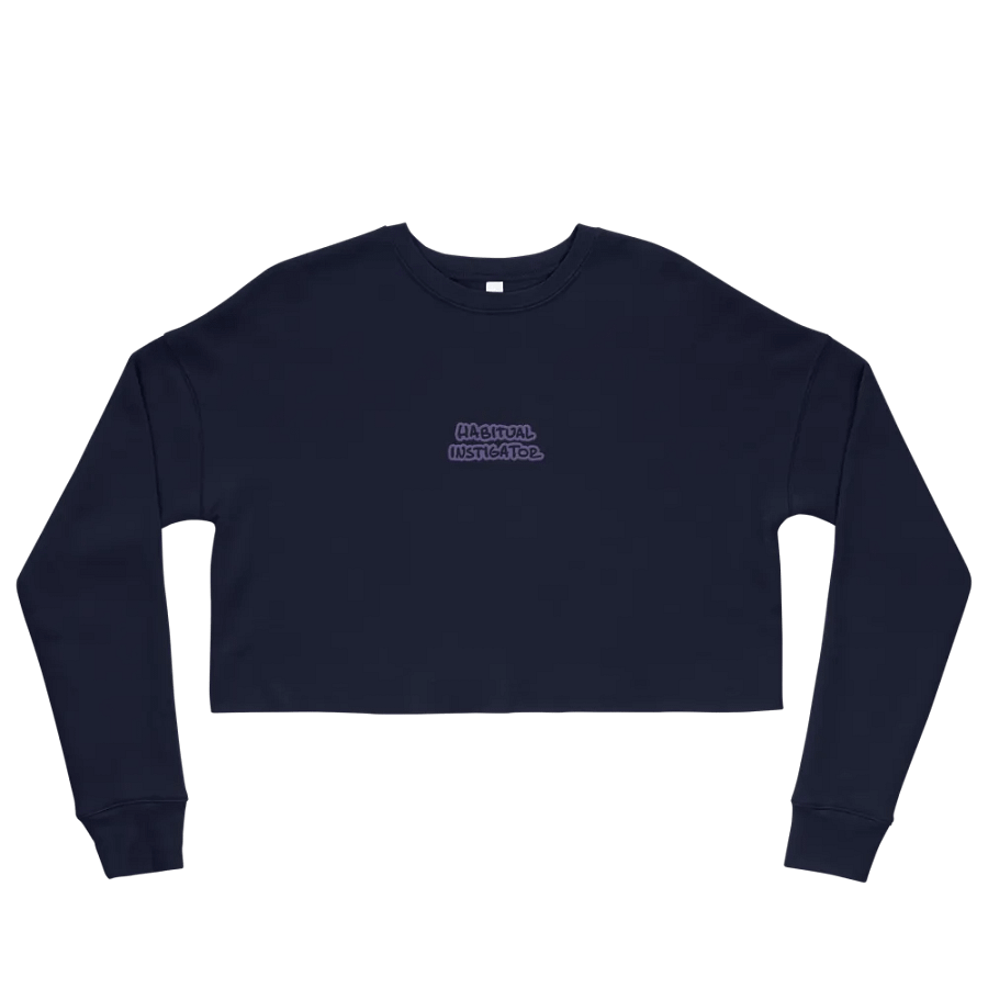 HABITUAL INSTIGATOR (purple outline) embroidered fleece crop crew product image (25)
