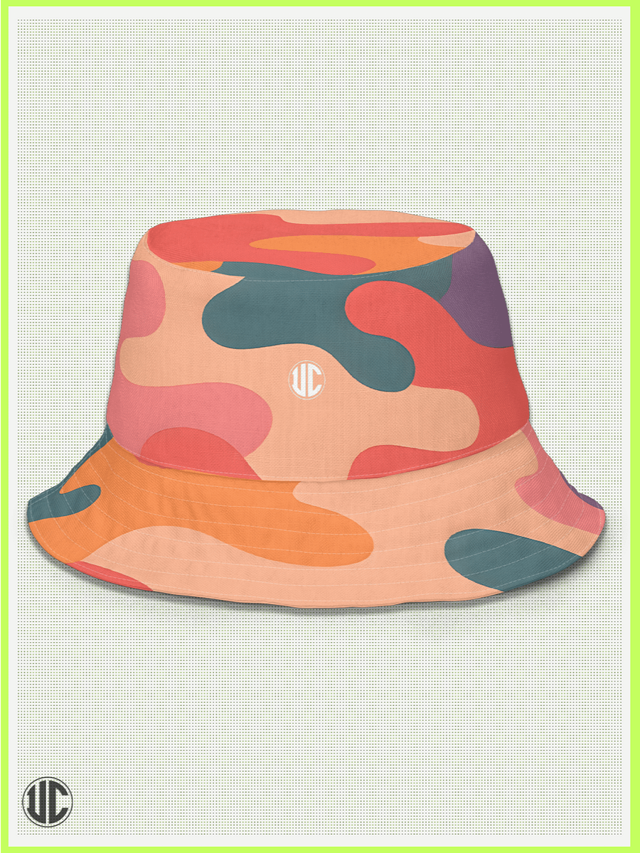 UnkoCon Dual-Side Bucket Hat – Digital Wave × Coral Camo product image (3)