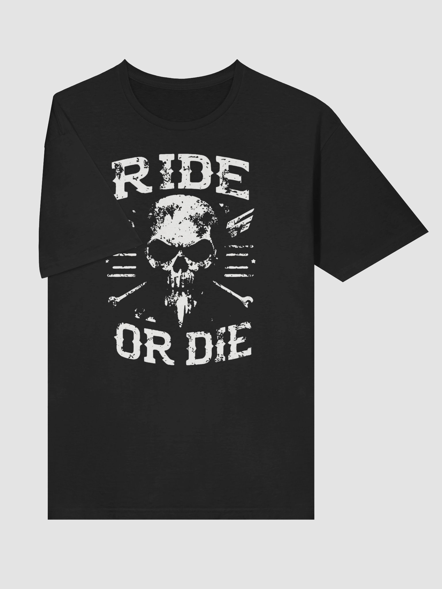 Ride or Die T-Shirt - Biker & Military Skull Emblem product image (3)