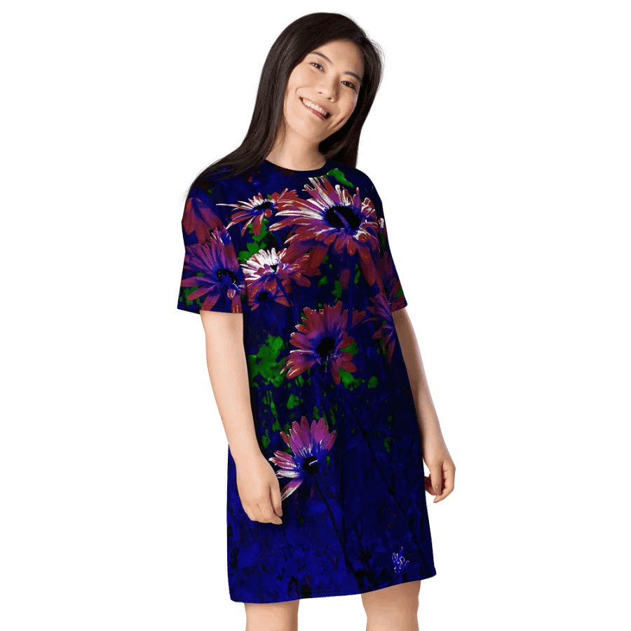 Abstract Daisy Flowers in the Garden Women's T Shirt Dress product image (6)