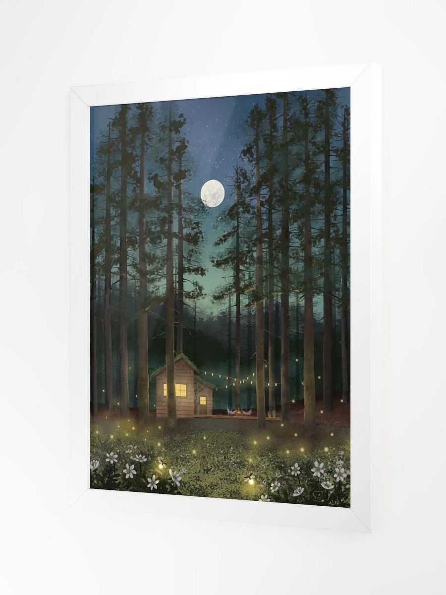 Framed Art Print - Cabin in the Woods Under a Full Moon product image (2)