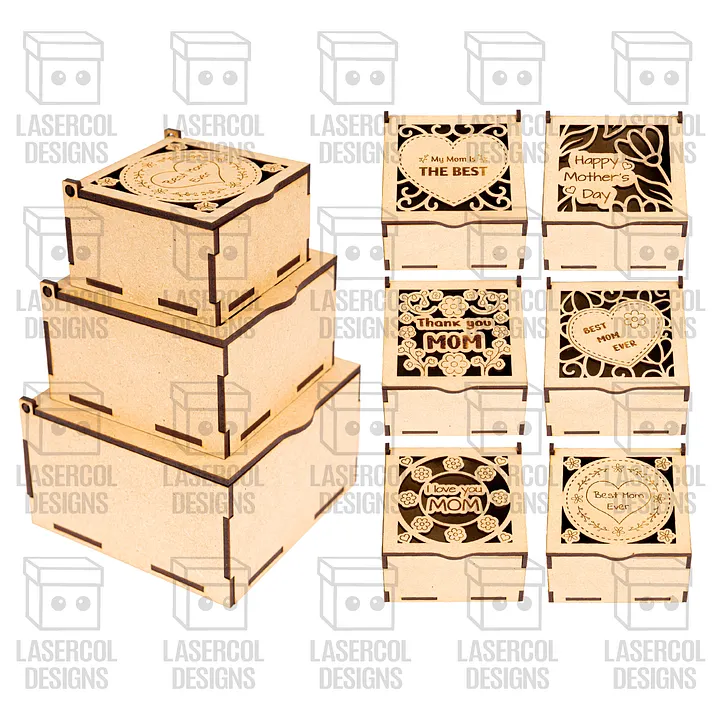 Mother's Day Gift Boxes (3 Sizes, 6 Styles) - Laser Cut Files product image (2)