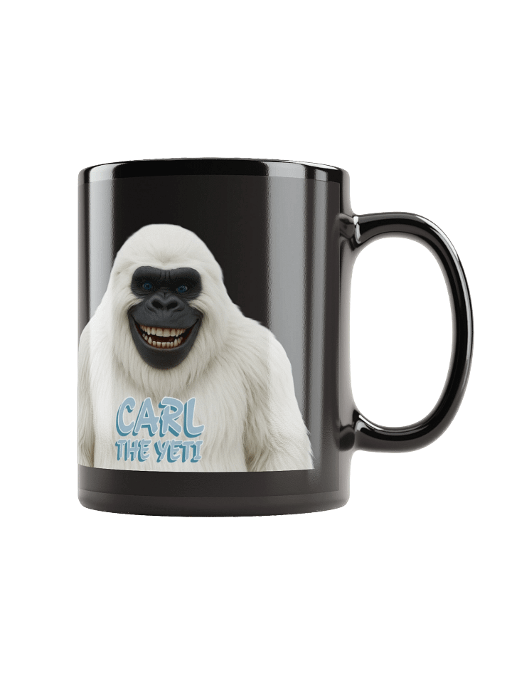Carl the Yeti Black Glossy Mug product image (2)