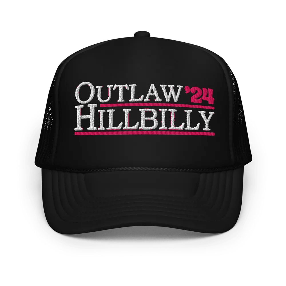 Outlaw Hillbilly 2024 Hat - Embroidered Trucker Cap - Funny Republican Hat product image (1)