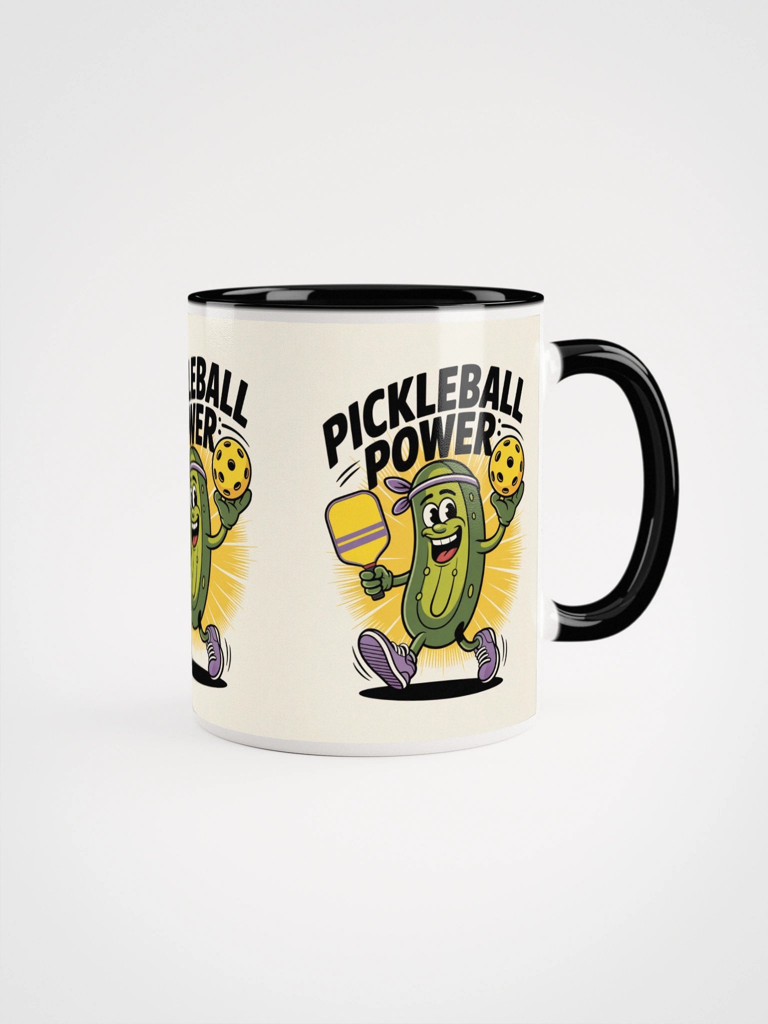 Pickleball Power Mug – Fun Pickle Character with Paddle product image (1)