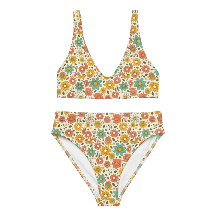 Retro Bloom High-Waisted Bikini – Flower Power & Flattering Fit product image (1)
