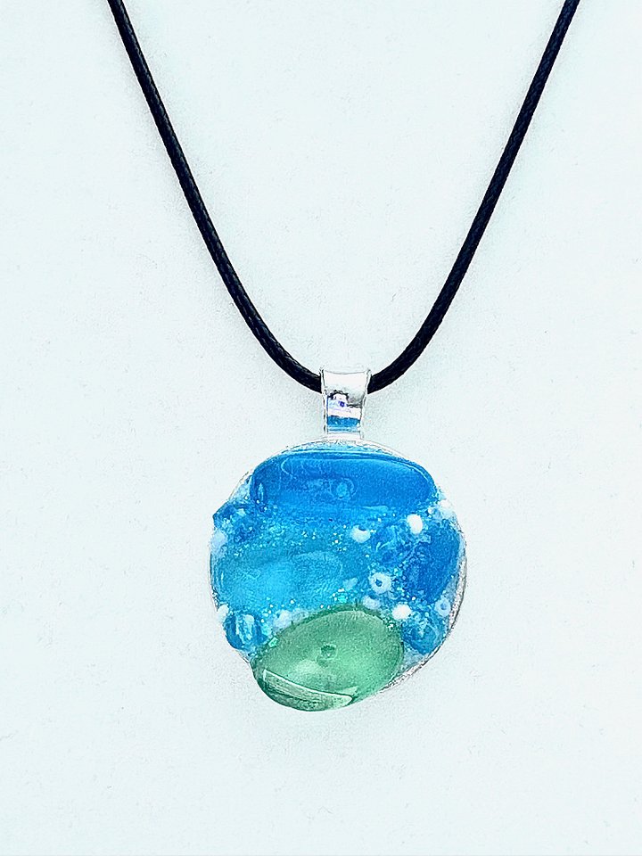 Coastal Calm Horizon Pendant Necklace | Handmade Glass Art Jewelry | Monique Faella Designs™ | MFD-00207 product image (1)